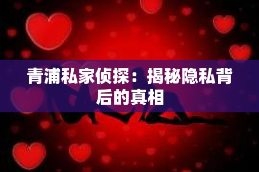 青浦私家侦探：揭秘隐私背后的真相