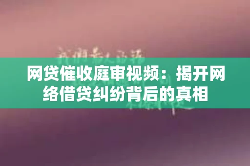 网贷催收庭审视频：揭开网络借贷纠纷背后的真相