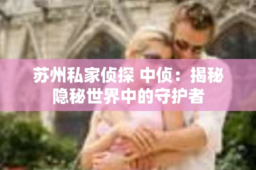 苏州私家侦探 中侦：揭秘隐秘世界中的守护者