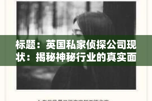 标题：英国私家侦探公司现状：揭秘神秘行业的真实面貌