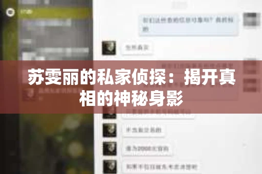 苏雯丽的私家侦探:揭开真相的神秘身影 苏雯丽的私家侦探:揭开真相的神秘身影