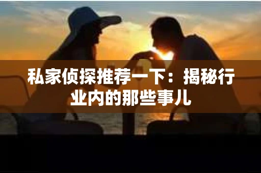 私家侦探推荐一下：揭秘行业内的那些事儿